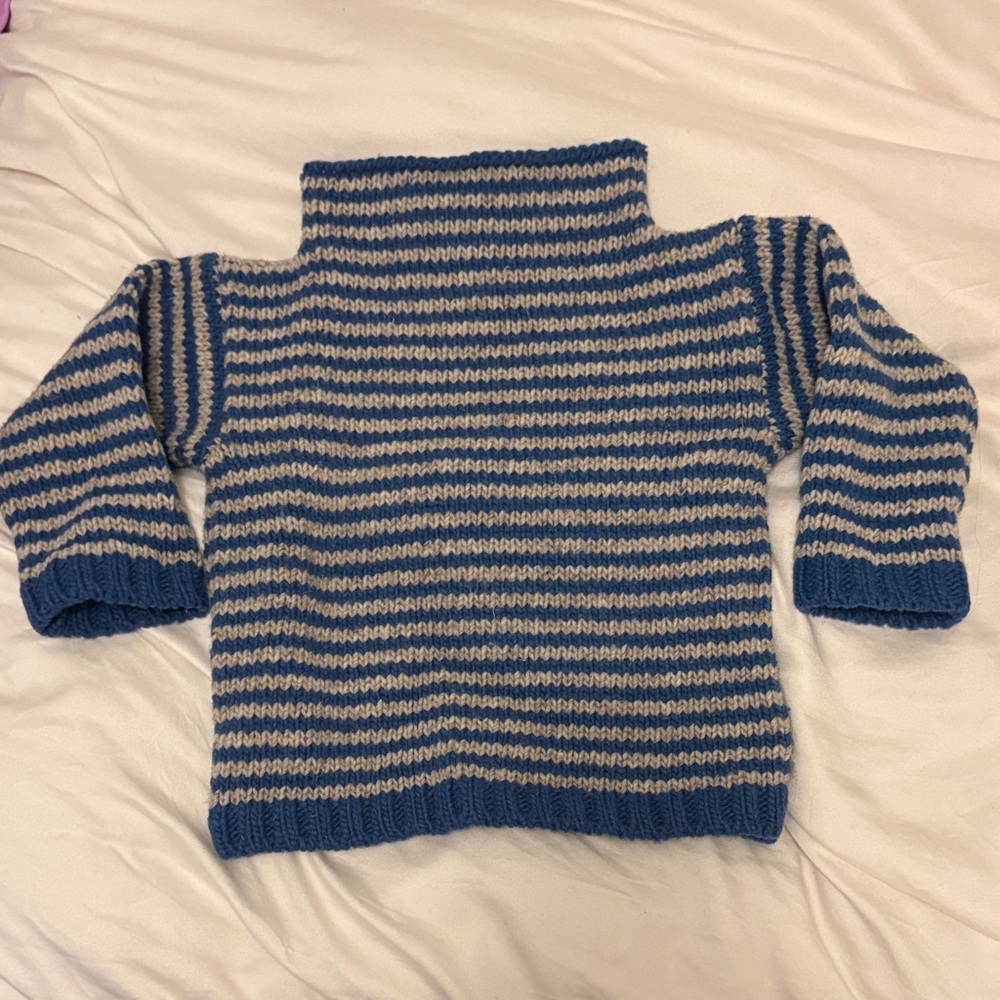 Babaa Kids Blue and Beige Striped Sweater